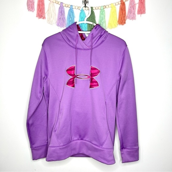 Under Armour Pink and Purple Logo Hoodie Hooded Sweatshirt Size Medium - Picture 15 of 15